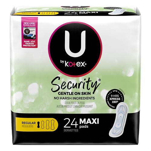 Image for U By Kotex Pads, Maxi, Regular,24ea from Cannon Pharmacy Salisbury