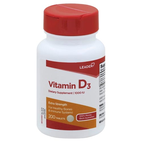 Image for Leader Vitamin D3, Extra Strength, 1000 IU, Tablets,200ea from Cannon Pharmacy Salisbury