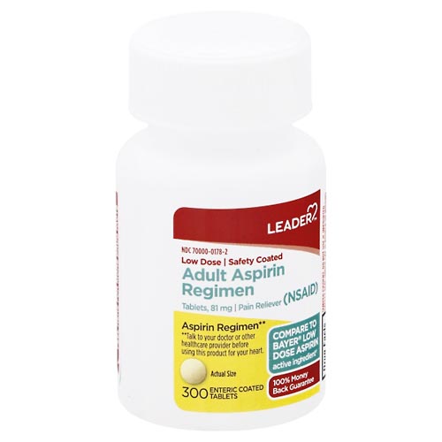 Image for Leader Aspirin Regimen, 81 mg, Enteric Coated Tablets, Adult,300ea from Cannon Pharmacy Salisbury