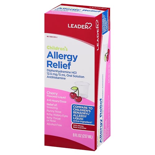 Image for Leader Allergy Relief, Children's, Cherry Flavored Liquid,8oz from Cannon Pharmacy Salisbury